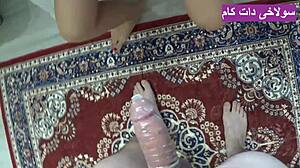 Amateur sexy babe with big ass and brunette long hair in homemade video.