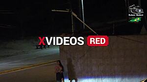 Amateur couple gets caught by beach security camera during outdoor public flashing with big tits voyeur action