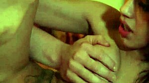 I see this brunette with glasses receiving a facial treatment after her session