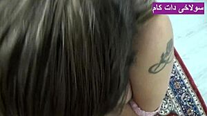 Amateur sexy babe with big ass and brunette long hair in homemade video.