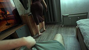 Step mom catches step son with boner and helps him cum quick in missionary and doggystyle. Wet pussy gets bent over for fast cumshot.