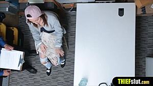 cute russian migrant shoplifter teen gets punished rough in garage with doggystyle and blowjob!