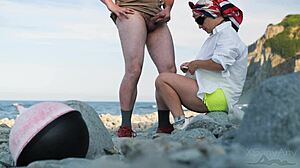 I Felt So Drawn to That Beach Stranger with His Monster Cock and Gave Him a Handjob in Public