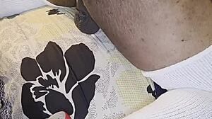 Ebony Wife In Costume Pegs Husband With Huge Dildo For Anal Humiliation Cum On Ass