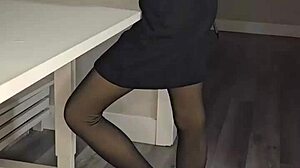 Young 18+ poetess boldly reads poetry in sexy dress with moaning and small waist allure.