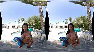 Milfvr features Jewels Jade with big ass and big tits in bikini blowjob pov sex outdoors no job too big.