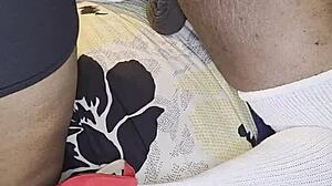 Ebony Wife In Costume Pegs Husband With Huge Dildo For Anal Humiliation Cum On Ass