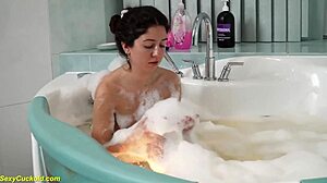 teen katty west fingers tight shaved pussy underwater in the bathtub for orgasm