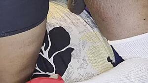 Ebony Wife In Costume Pegs Husband With Huge Dildo For Anal Humiliation Cum On Ass