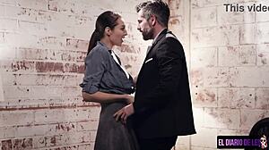 teen gives subtle blowjob hints leading to facial in this scene