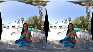 Milfvr features Jewels Jade with big ass and big tits in bikini blowjob pov sex outdoors no job too big.