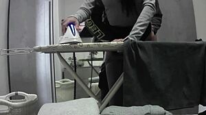 Desperate housewife moans loud with petite body shaking in orgasm during normal day at home!