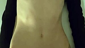 Young 18+ poetess boldly reads poetry in sexy dress with moaning and small waist allure.