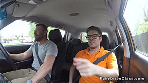 Fake Driving Instructor's Friend Pounds Blonde In Outdoor Classroom Group Session