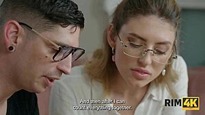 Blonde european couple enjoys fetish rimjob with ass licking and blowjob on the sofa