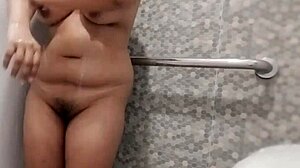 in the shower, i lather bubbly water over my big natural boobs as a sexy filipina bbw