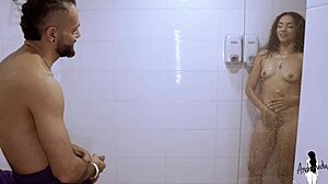 Husband spies on me in the shower, it turns me on so much I fuck him quick before finishing
