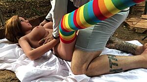 Intense anal pounding with my student using sex toy until I cum inside