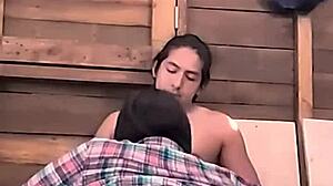 Con La Vecina En El Rancho Cogiendo With Petite Brunette Latina In Bedroom Doggystyle Action