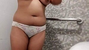 in the shower, i lather bubbly water over my big natural boobs as a sexy filipina bbw