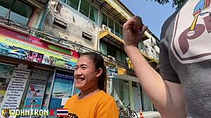 Skinny Asian bargirl rides cowgirl in interracial POV quickie during lunch break