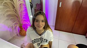 hey, this young colombiana sucks her boyfriend's dick but won't let him cum for being bad