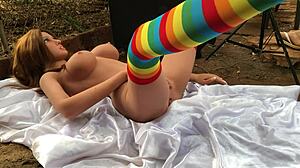 Intense anal pounding with my student using sex toy until I cum inside