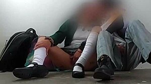 Amateur Mexican college students sneak into storage for sock-clad party sex session