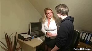 Boss Lady Hooks Up with Young Apprentice and His Massive Cock