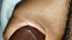 stroking my thick big black cock with intense handjob in ebony amateur session