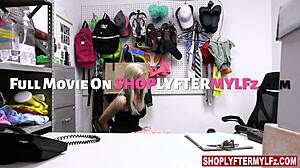 kenzie taylor in tight dress and thong tempts burglar into fucking her hard at back office while panties slide off