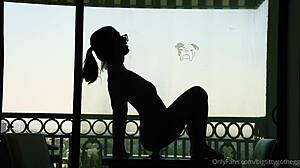 Oh yeah, watch me ride this dildo with my big tits bouncing, says the goth girl in solo play