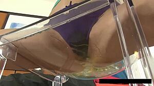 Uma Zex Blonde Squirts in Panties Before Riding Big Black Dildo