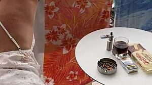 Masturbating Outdoors With Lisa On Public Balcony During Holiday