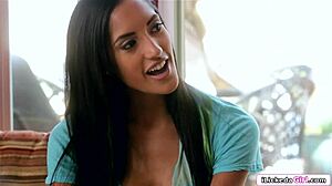 Lesbian teen tribbing shaved pussy with bff