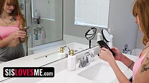 Sexy Stepsis Sends Stepbro Nude Videos From Bathroom Showing Off Sweet Tits.