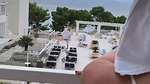 Masturbating Outdoors With Lisa On Public Balcony During Holiday