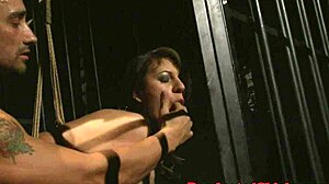 Gagging deepthroat and rough doggystyle in prison male domination bondage!