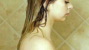 Teen blonde takes a shower