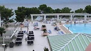 Masturbating Outdoors With Lisa On Public Balcony During Holiday