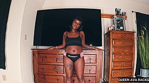 watch this thick ebony queen tease with her big butt in lingerie! ava shakes that ass wildly for ultimate cock temptation