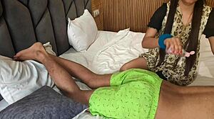 Stepdad fucks stepdaughter during oil massage pretext