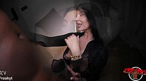 Anna Polina takes on freaky TS BBC with big tits blowjob cumshot dirty talk and sloppy pov action in French European style