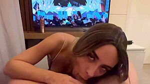 Naughty Blonde Friend's Girlfriend Sucks Cock At Home