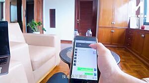 Modelmedia Asia: Sød langhåret asiat med blowjob og cowgirl ride, POV sex og missionær med små patter