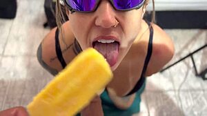 hey, i tricked my stepsister into flavor testing and bet you won't cum in a minute with her moves - full sheer red video