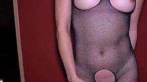 Big Natural Tits Japanese Mature In Fishnets Gives Oiled Handjob And Rubbing Cock On Pussy