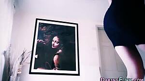 Classy beauty swaps jizz after big cock threesome