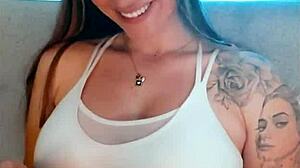 Tattoed babe going crazy