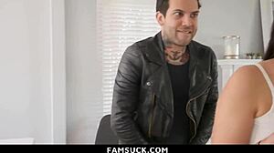 so i gave my stepbro a sneaky blowjob and licked his cock right there at dinner